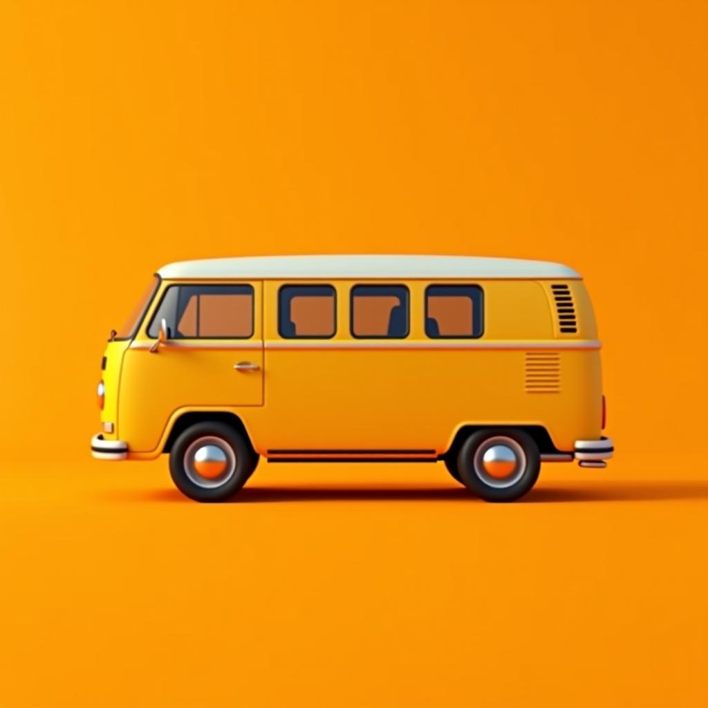  a yellow van on a orange background