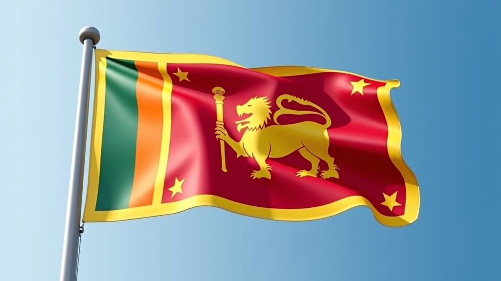  flag of sri lanka blowing in the wind. full page sri lankan flying flag. 3d illustration