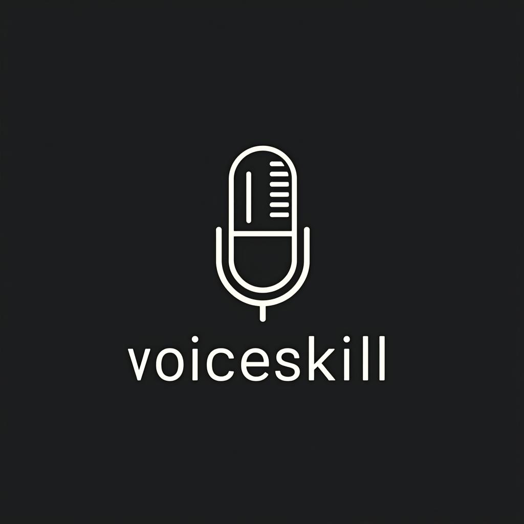  logo for a vocal studio called voiceskill, minimalist style, white color.