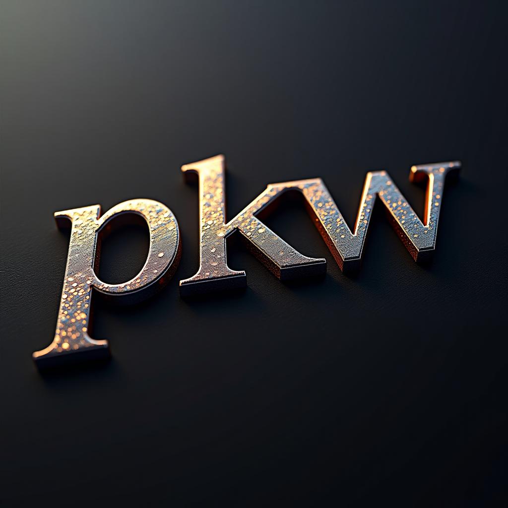  text "pkw", typography logohyper detail, intricate details, sharp focus, high resolution, 8k, ultra detailed, vib