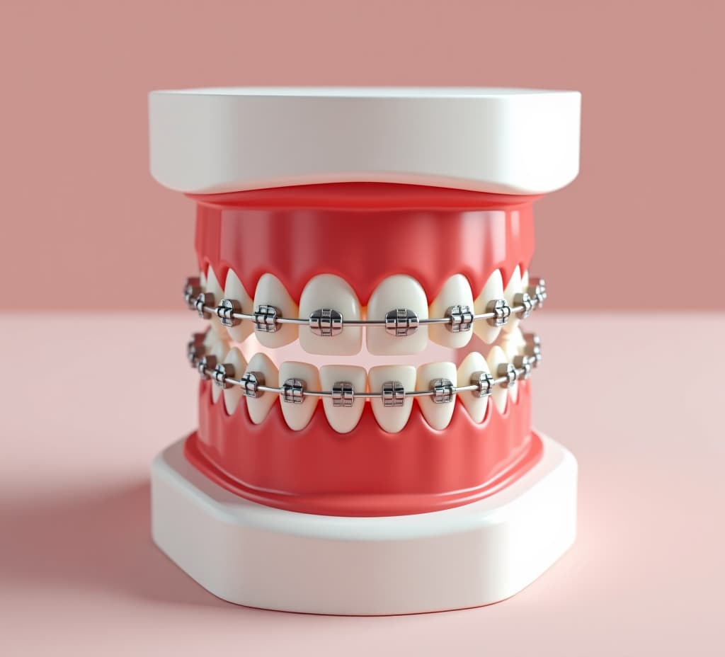  model of teeth with orthodontic braces