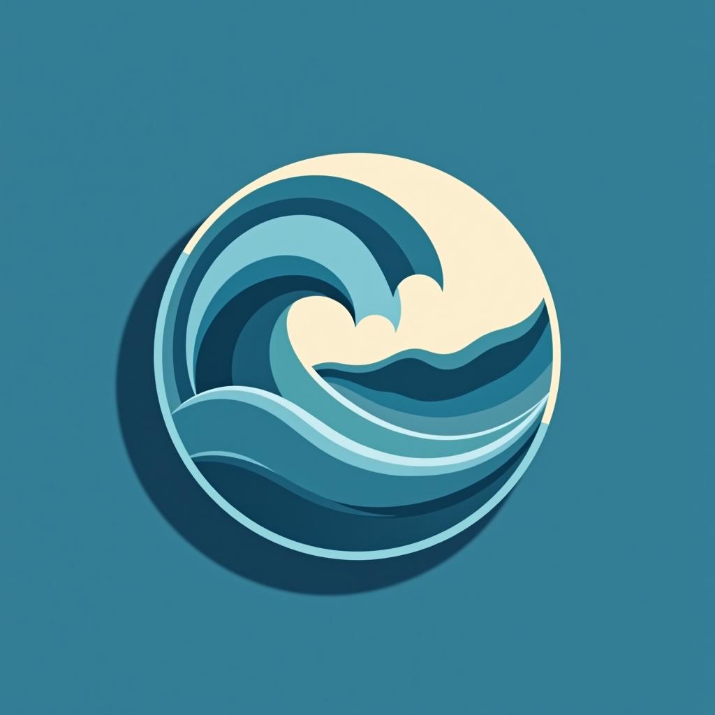  design a logo, earth logo, minimal modern style, with the text 'blue waves in santa fe'.