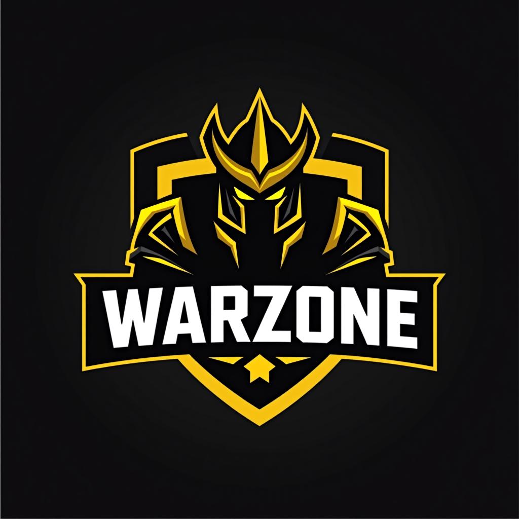  design a logo, esports logo, warrior theme, with text ‘warzone’, black and yellow color