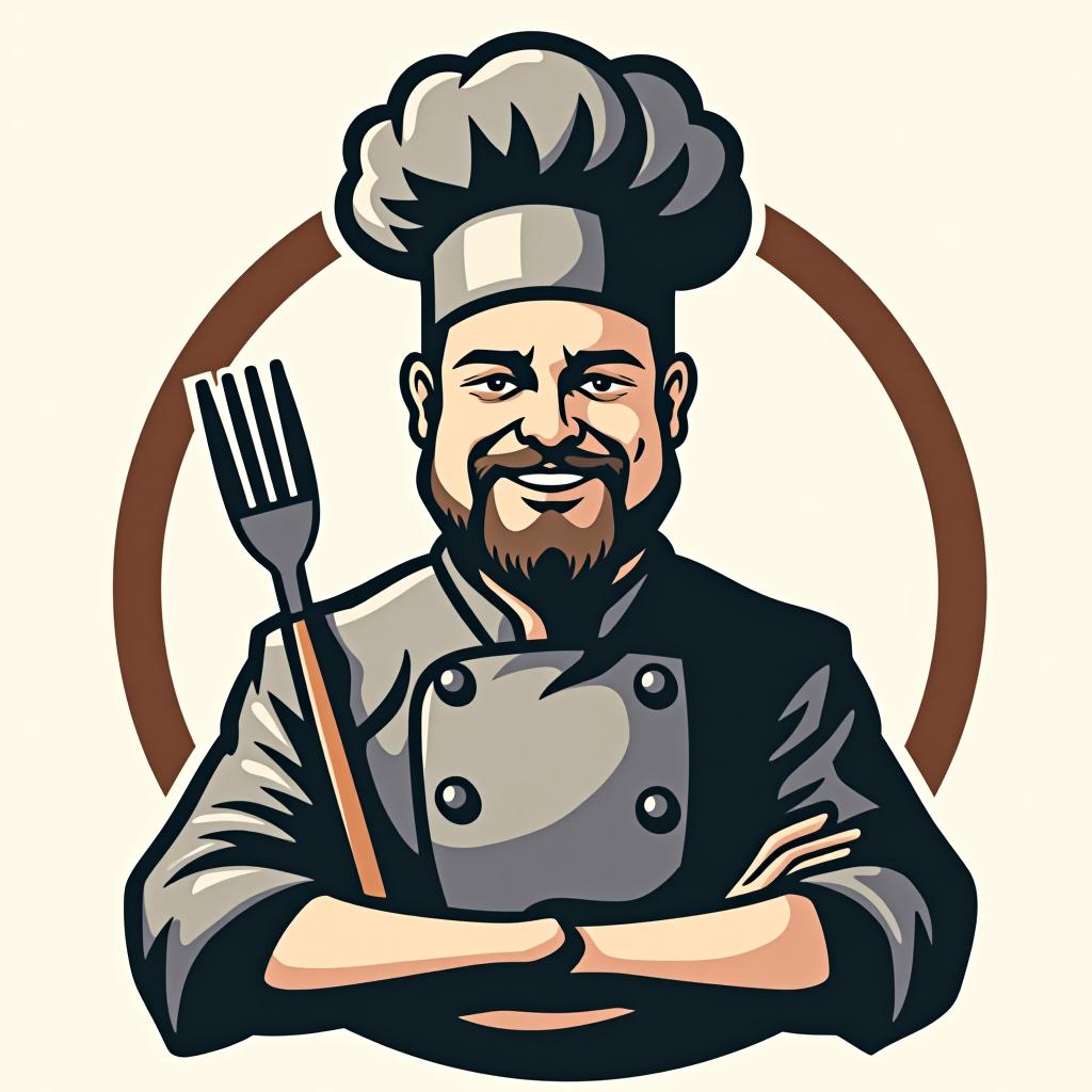  design a logo, una chef con una charola