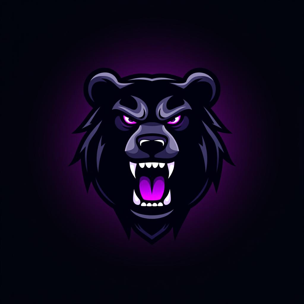  design a logo, esports logo, angry bear, black and purple color