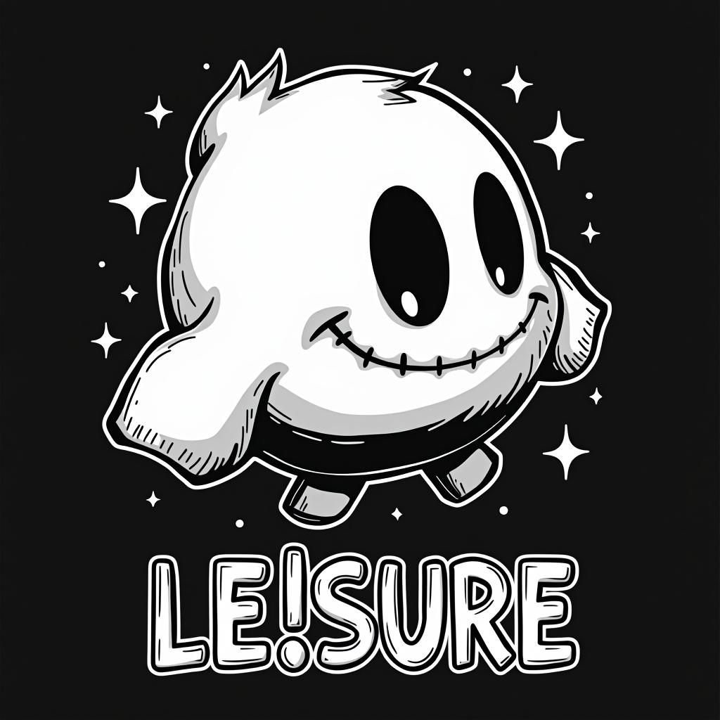  le!sure , (logo:1.15), black and white, hq, hightly detailed, 4k