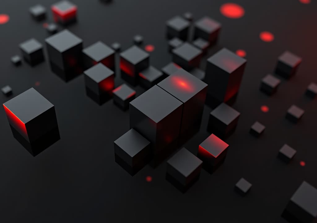  abstract geometric blocks on black background, 3d render