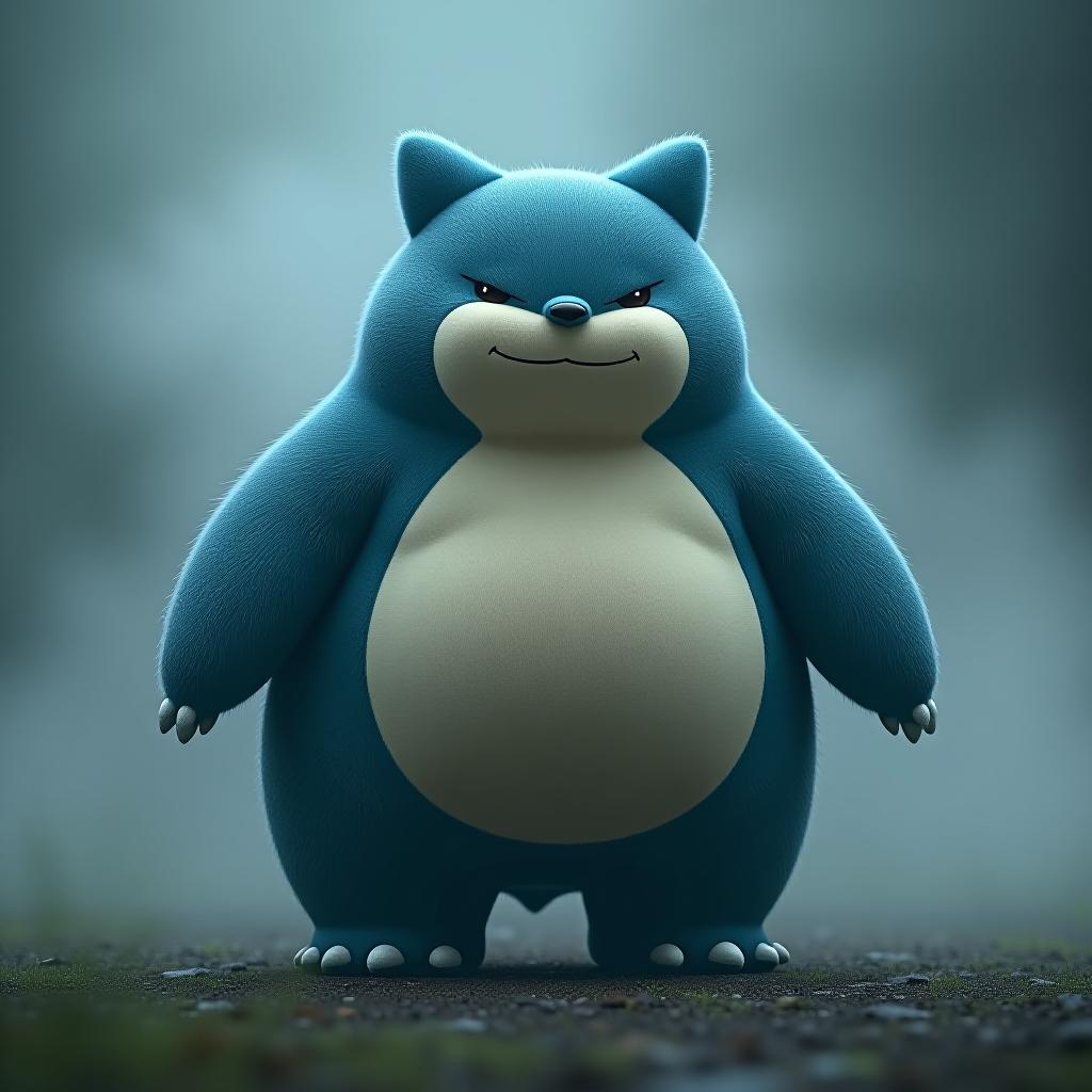  snorlax hyperrealistic, full body, detailed clothing, highly detailed, cinematic lighting, stunningly beautiful, intricate, sharp focus, f/1. 8, 85mm, (centered image composition), (professionally color graded), ((bright soft diffused light)), volumetric fog, trending on instagram, trending on tumblr, HDR 4K, 8K