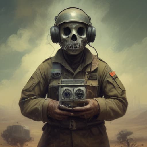 Army Radio ghost in Oil painting style