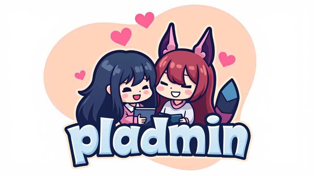  design a logo, girls grup chat, with the text 'pladmin'.