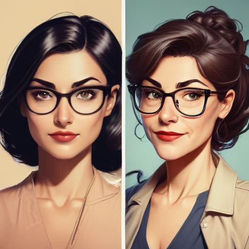 A woman at 25 years old and 65 years old in Comic Art style