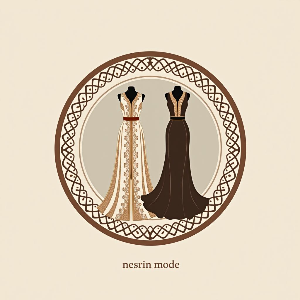  design a logo, in a realism style. erstelle mir ein logo für ein kleider laden elegant aber auffällig mit kleidern orientalisch modern , with the text 'nesrin mode '.