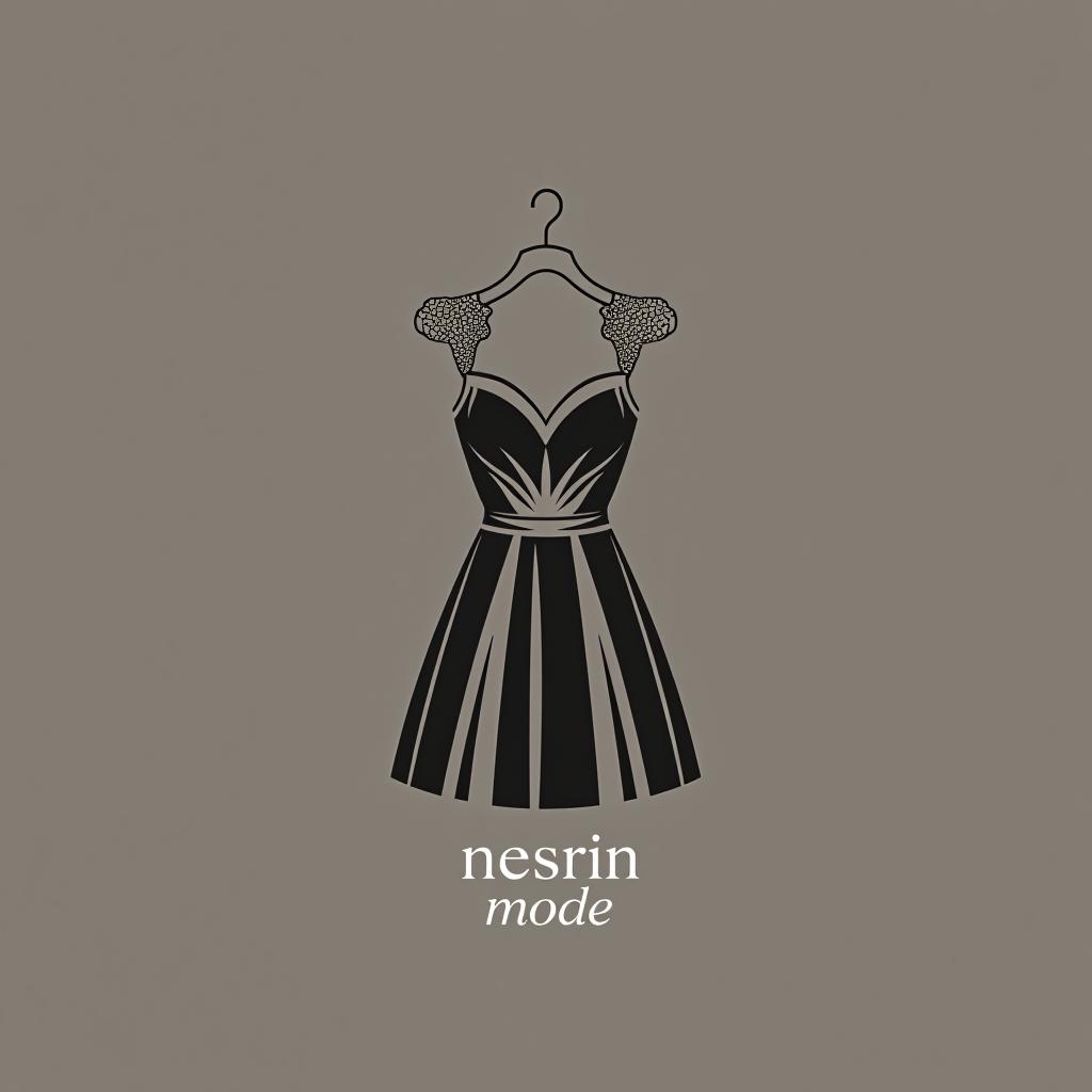  design a logo, in a threedrender style. für ein kleiderladen im eleganten stil und sehr auffällig mit kleidern im logo , with the text 'nesrin mode '.