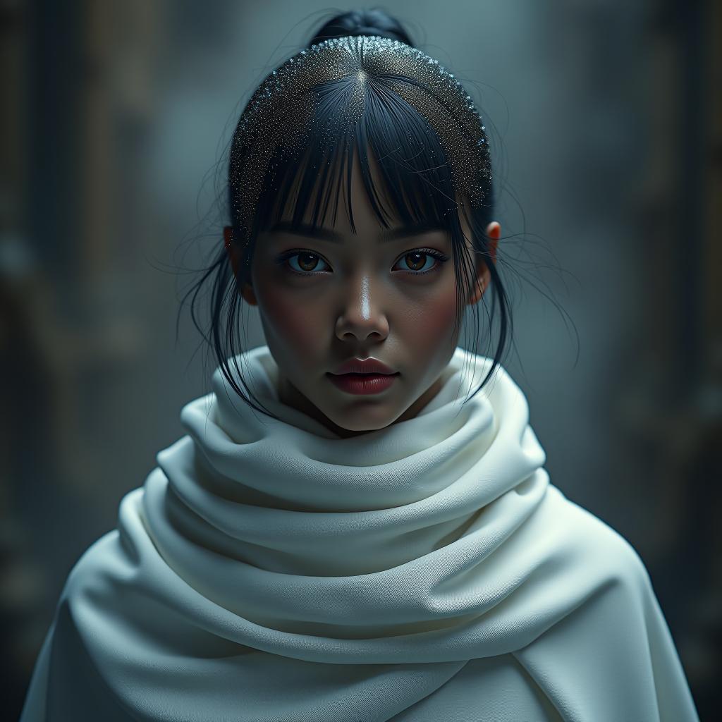  black snow white hyperrealistic, full body, detailed clothing, highly detailed, cinematic lighting, stunningly beautiful, intricate, sharp focus, f/1. 8, 85mm, (centered image composition), (professionally color graded), ((bright soft diffused light)), volumetric fog, trending on instagram, trending on tumblr, HDR 4K, 8K