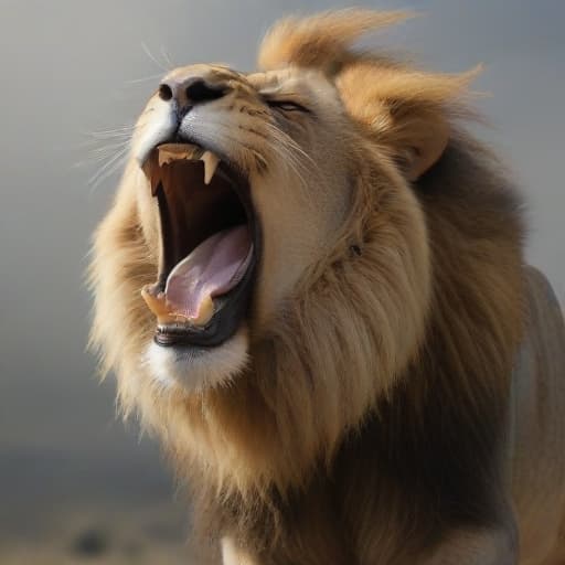 Lion roaring with no background in Cinematic style