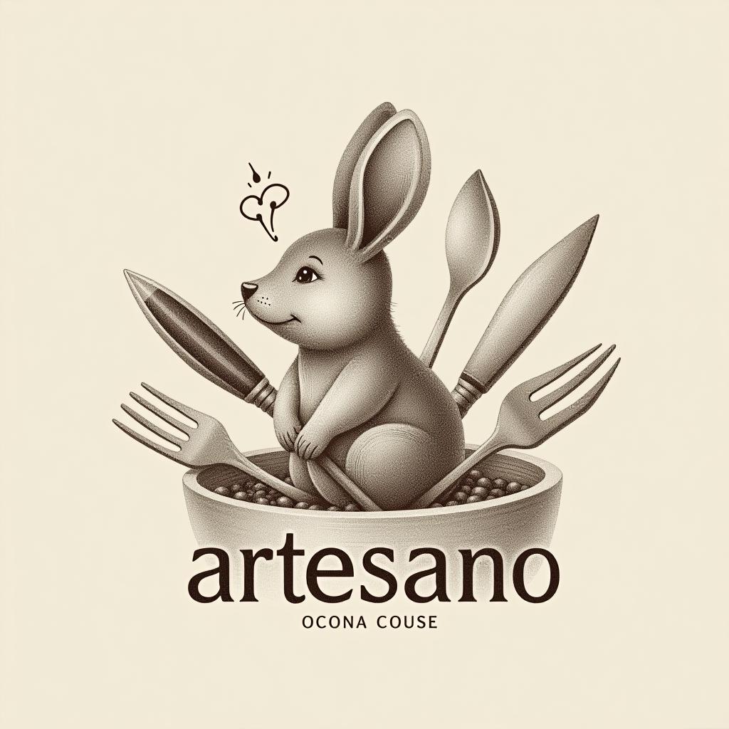  design a logo, in a pencil style. nombré de la marca “artesano” incluir imagen de rodillo de cocina gastronomía, arte y tradición elegante y simple