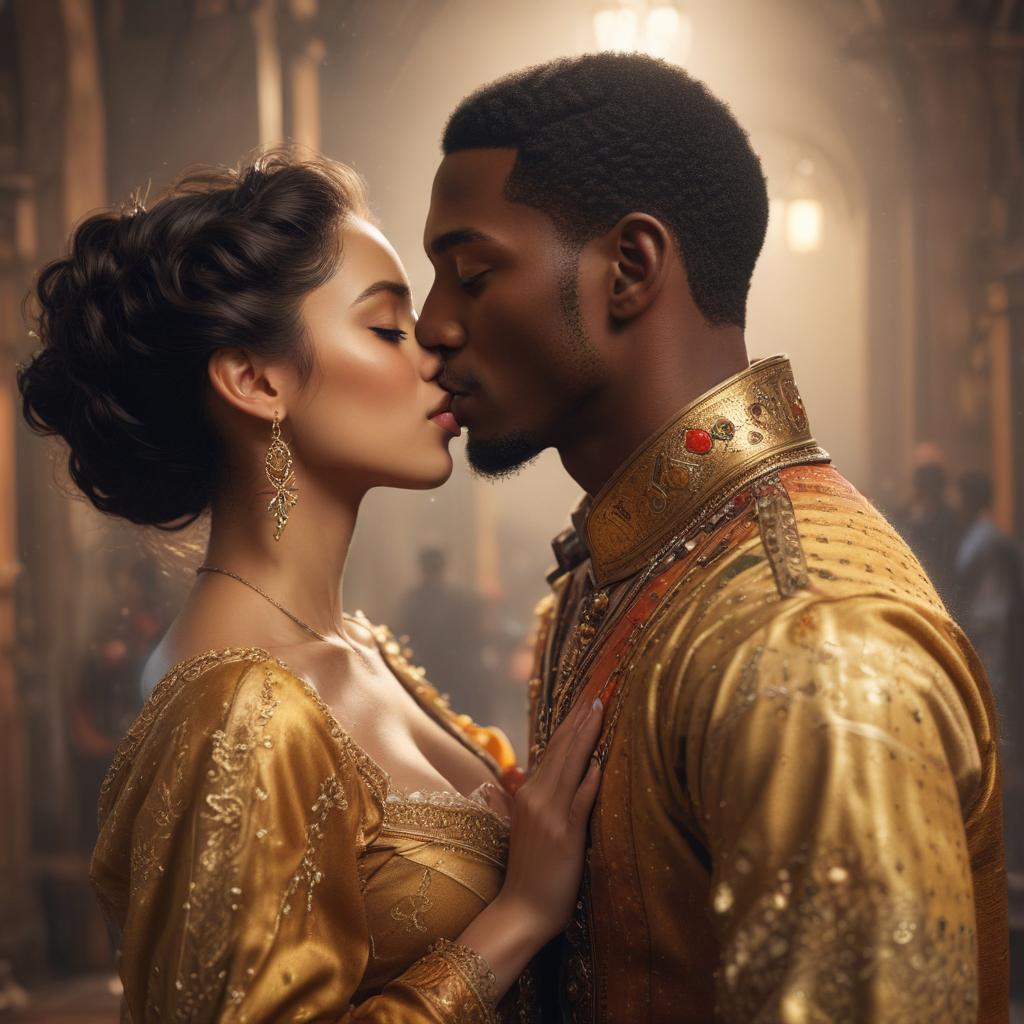 ((masterpiece)),(((best quality))), 8k, high detailed, ultra detailed, hetero european and african kiss, diversity, (cultural fusion), (unity in love), (dreamy atmosphere), vibrant colors hyperrealistic, full body, detailed clothing, highly detailed, cinematic lighting, stunningly beautiful, intricate, sharp focus, f/1. 8, 85mm, (centered image composition), (professionally color graded), ((bright soft diffused light)), volumetric fog, trending on instagram, trending on tumblr, HDR 4K, 8K