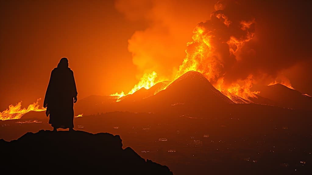  history of biblical times, the grand view of the destruction of sodom and gomorrah with flames reaching the heavens. hyperrealistic, full body, detailed clothing, highly detailed, cinematic lighting, stunningly beautiful, intricate, sharp focus, f/1. 8, 85mm, (centered image composition), (professionally color graded), ((bright soft diffused light)), volumetric fog, trending on instagram, trending on tumblr, HDR 4K, 8K