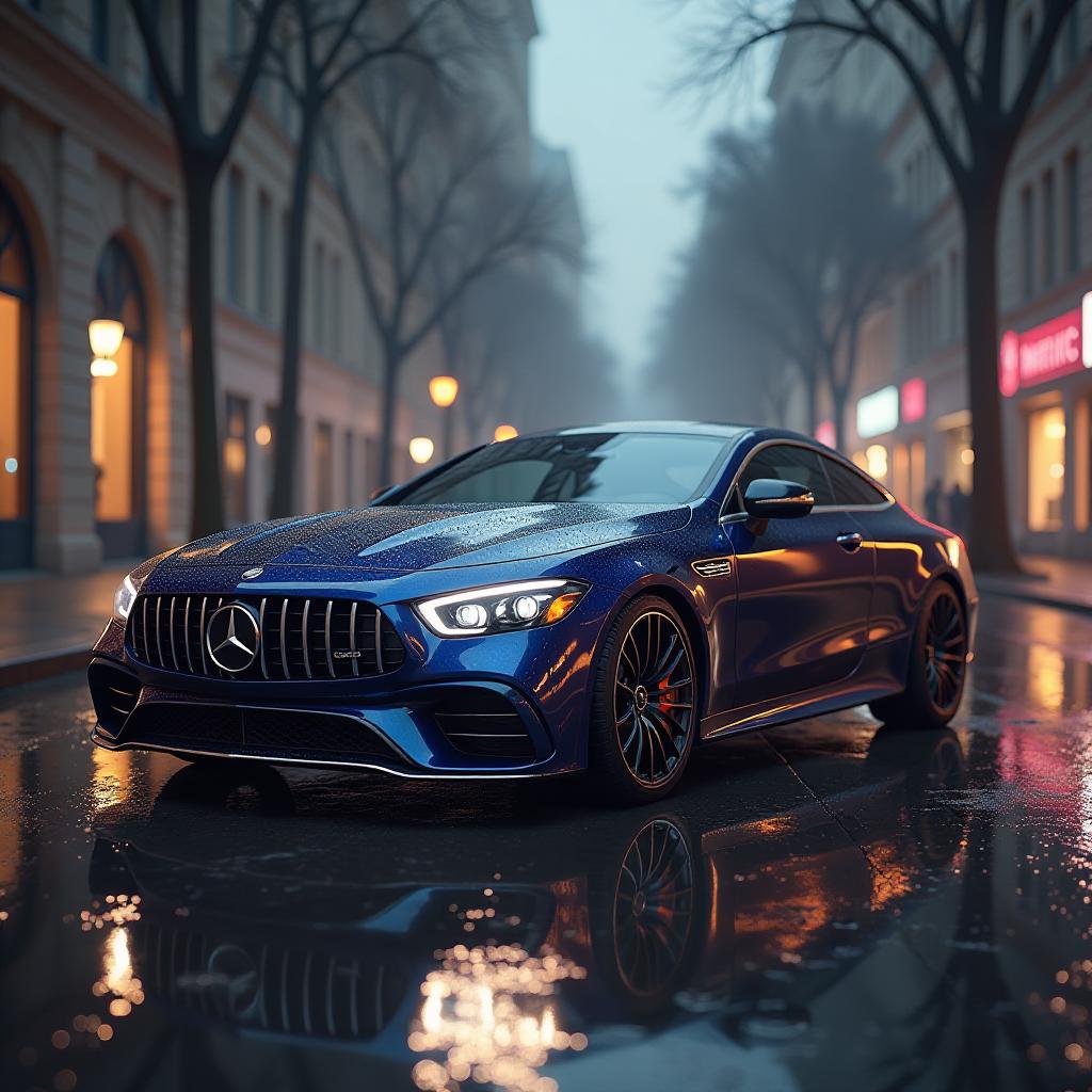  generate an art image.mercedes benz hyperrealistic, full body, detailed clothing, highly detailed, cinematic lighting, stunningly beautiful, intricate, sharp focus, f/1. 8, 85mm, (centered image composition), (professionally color graded), ((bright soft diffused light)), volumetric fog, trending on instagram, trending on tumblr, HDR 4K, 8K