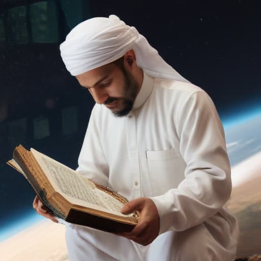 The Quran being sent from space down to earth