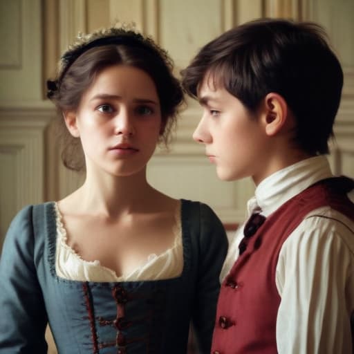 Stepmother being strict to boy in France 1800s poor in Cinematic style