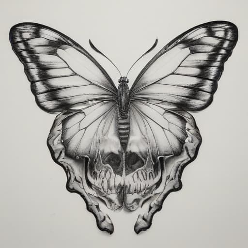 A butterfly positioned in a way so the butterfly’s outline creates a skull