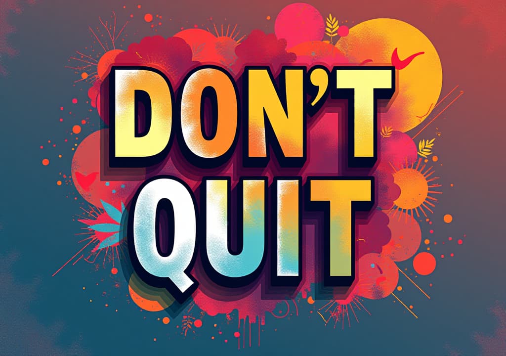  don't quit colorful background (t shirt design motivational quote, illustration ,typography)