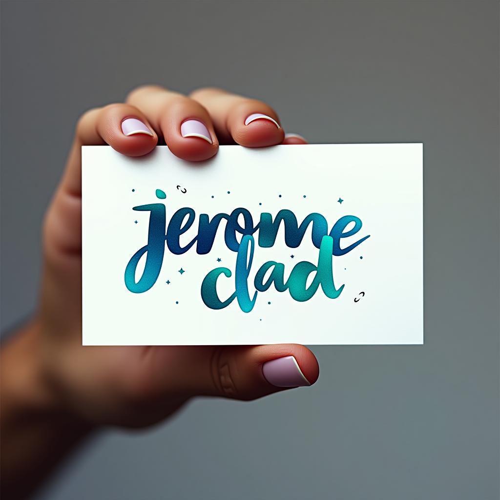  design a logo, business card, artsy, with the written text “jerome clad”, blue and teal colors