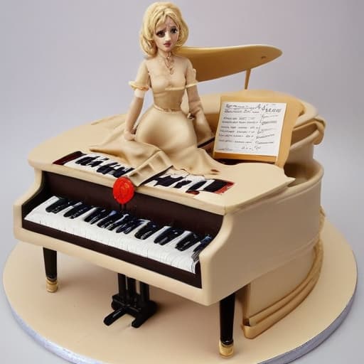 A cake for 50 years old woman notes pianist beige colour