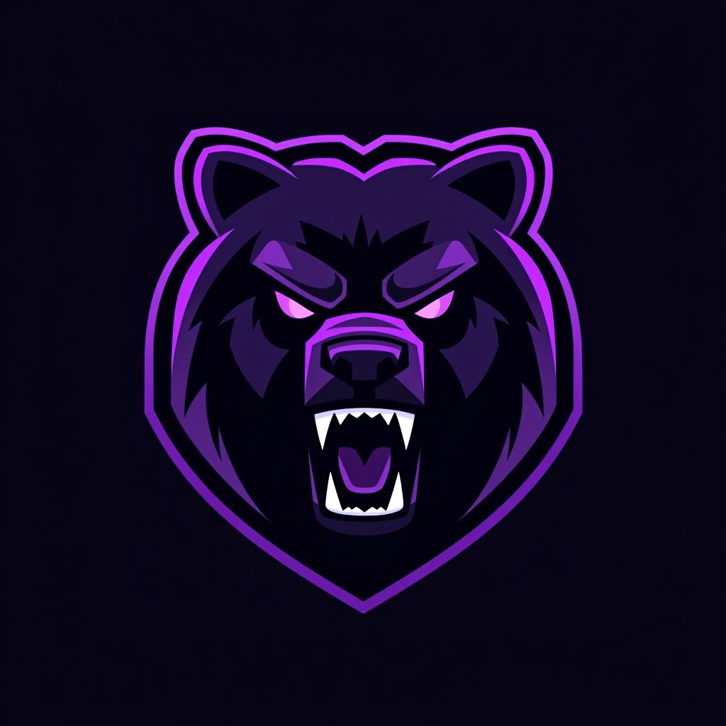  design a logo, esports logo, angry bear, black and purple color