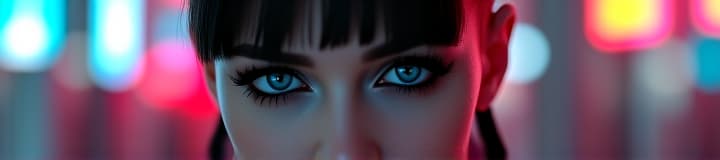  ultra realistic close up portrait ((beautiful pale cyberpunk female with heavy black eyeliner)), blue eyes, shaved side haircut, hyper detail, cinematic lighting, magic neon, dark red city, canon eos r3, nikon, f/1.4, iso 200, 1/160s, 8k, raw, unedited, symmetrical balance, in frame, 8k hyperrealistic, full body, detailed clothing, highly detailed, cinematic lighting, stunningly beautiful, intricate, sharp focus, f/1. 8, 85mm, (centered image composition), (professionally color graded), ((bright soft diffused light)), volumetric fog, trending on instagram, trending on tumblr, HDR 4K, 8K