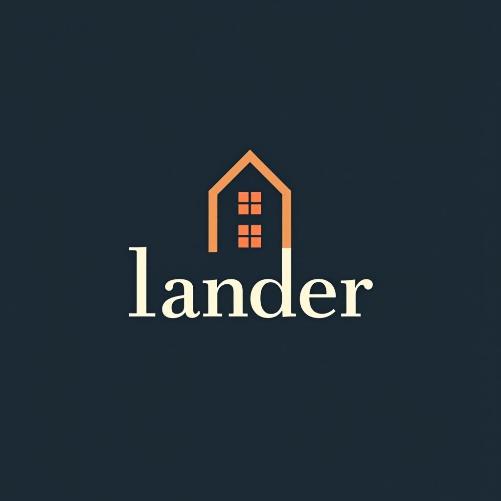  design a logo, minimal line logo in the theme of real estate, with the text ‘lander’