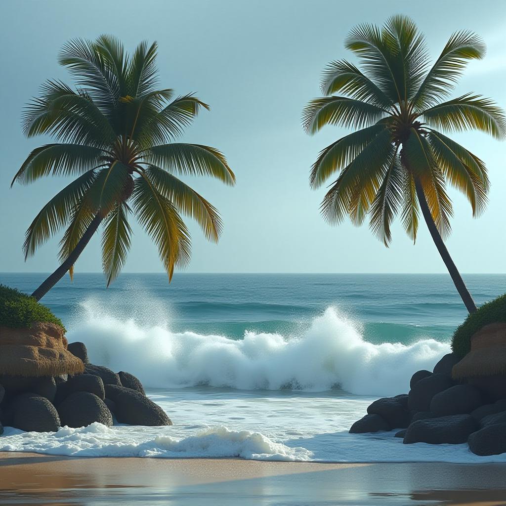  sea waves palms