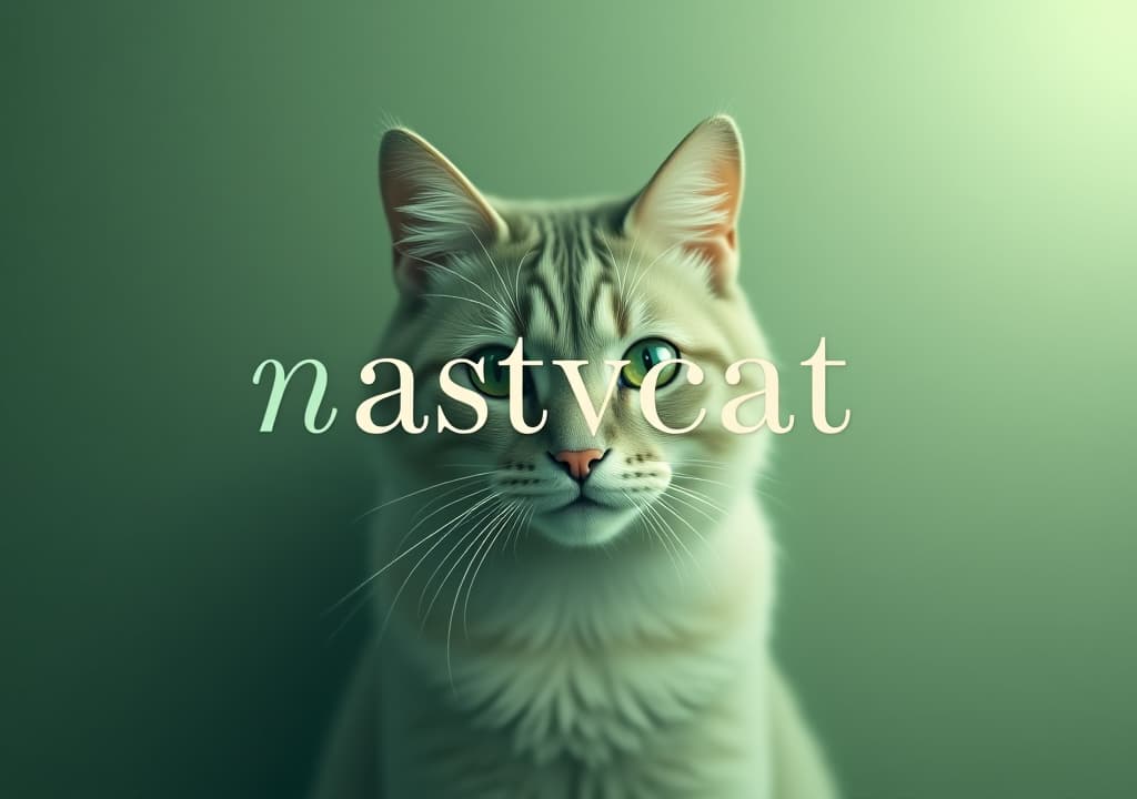  **twitter banner design with the text "nastycat" in stylish, elegant font, greenish tones, feminine and modern aesthetic, soft gradients, subtle cat themed elements, elegant and sophisticated design, smooth and clean lines, ideal for a women's twitter profilehyper detail, intricate details, sharp focus, high resolution, 8k, ultra detailed, vib