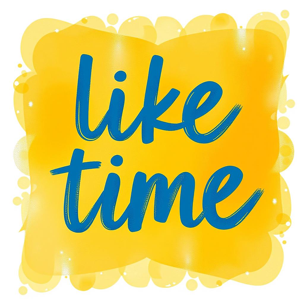  inscription blue and yellow color, like time, recruitment for chat activities