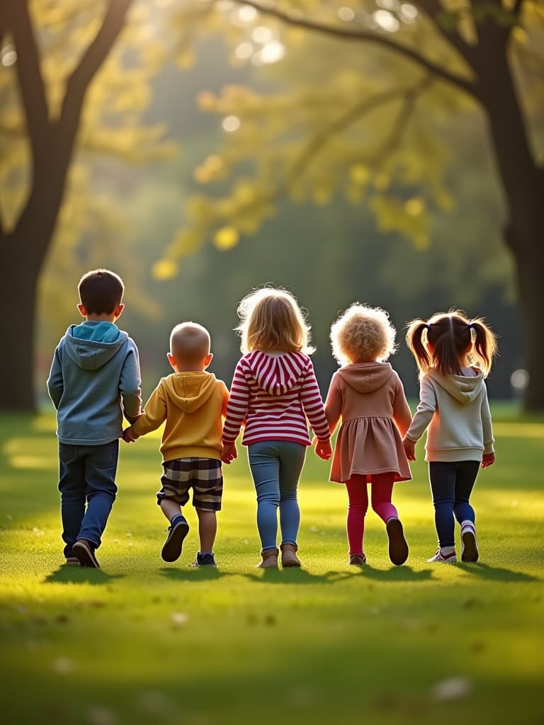  5 children playing in a park