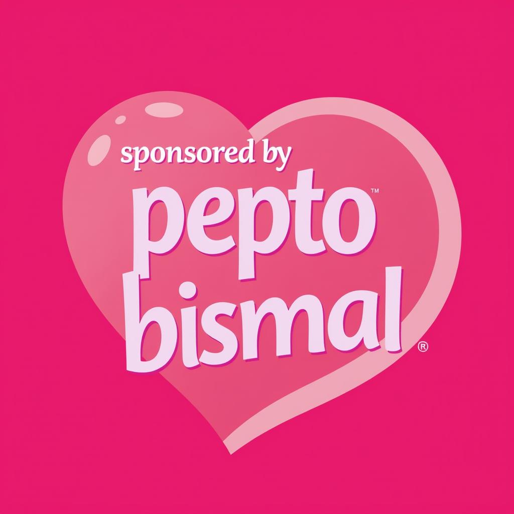  design a logo, sponsored by pepto bismal, with the text 'sponsored by pepto bismal'.