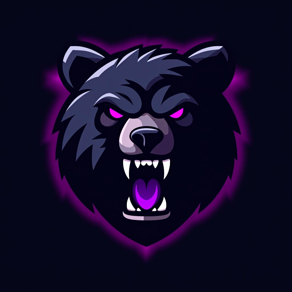  design a logo, esports logo, angry bear, black and purple color