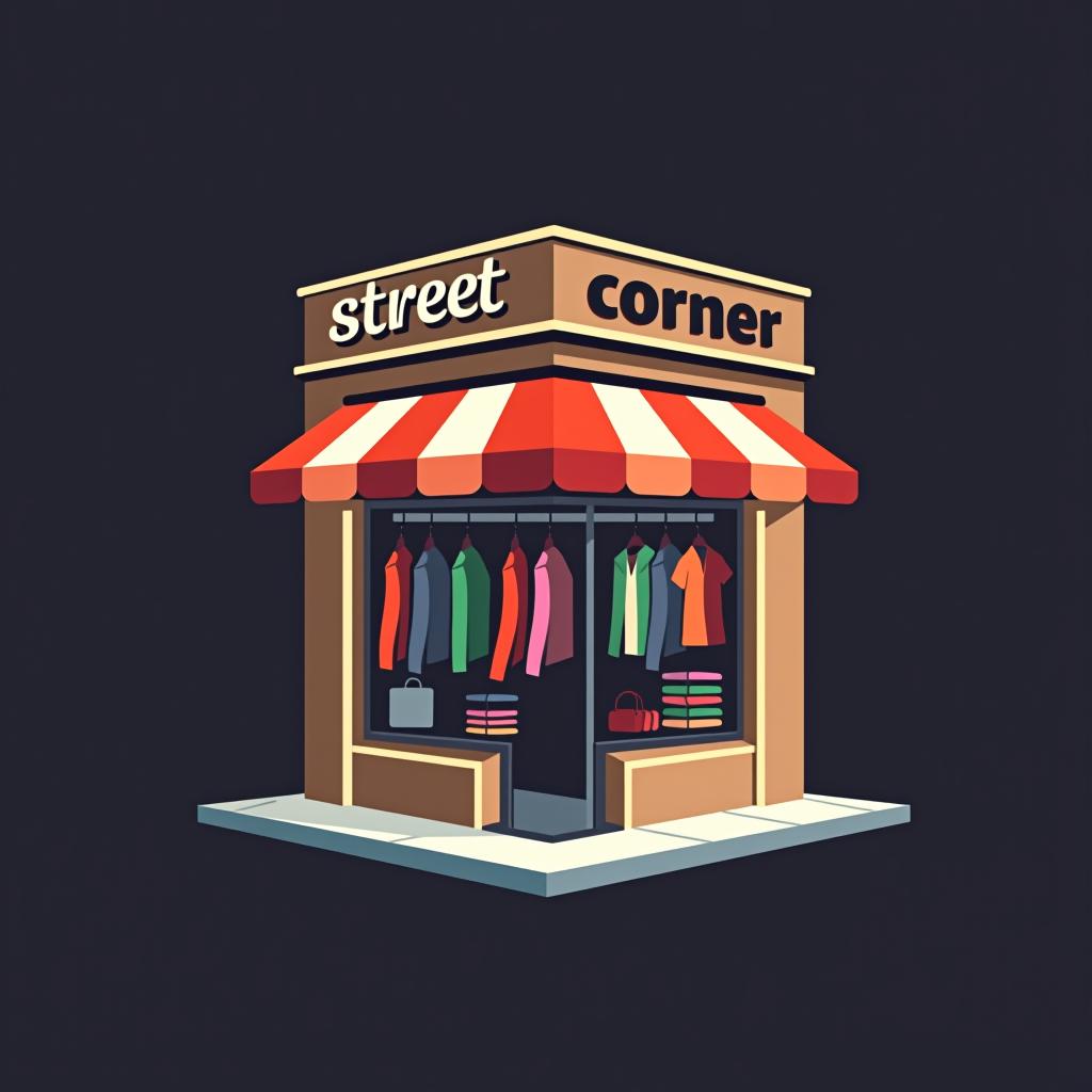  design a logo, tienda de ropa en una esquina , with the text 'street corner'.