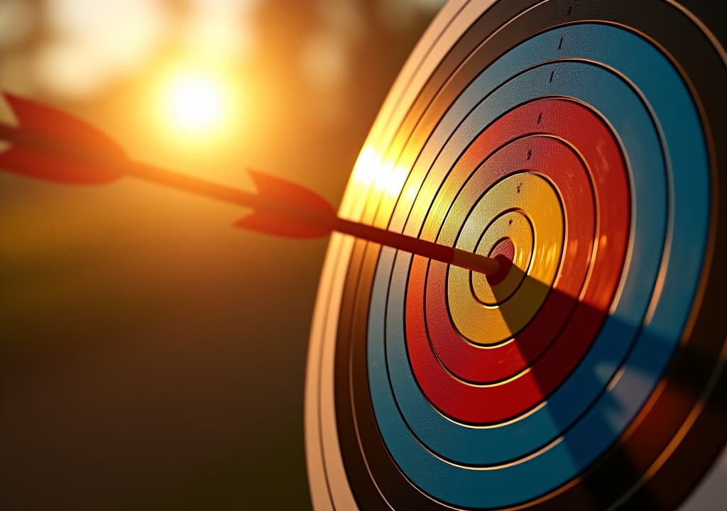  precision in the sun: an ultra realistic depiction of arrows striking the bullseye of a target