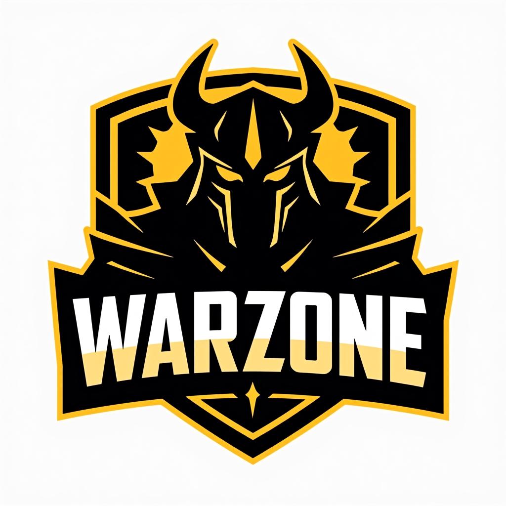  design a logo, esports logo, warrior theme, with text ‘warzone’, black and yellow color