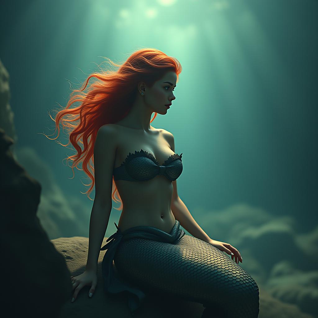  little mermaid hyperrealistic, full body, detailed clothing, highly detailed, cinematic lighting, stunningly beautiful, intricate, sharp focus, f/1. 8, 85mm, (centered image composition), (professionally color graded), ((bright soft diffused light)), volumetric fog, trending on instagram, trending on tumblr, HDR 4K, 8K