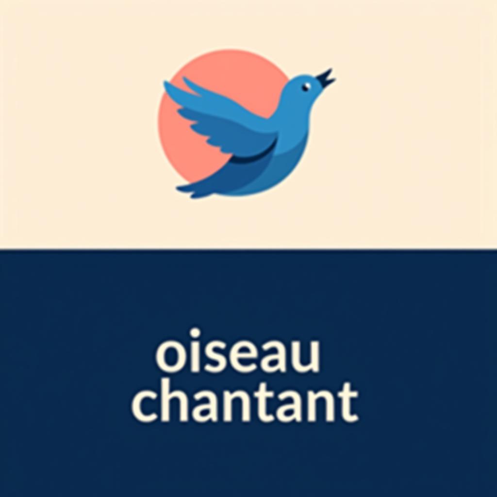  design a logo un oiseau bleu qui chante, arrière plan couleur rose, with the text 'oiseau chantant'.