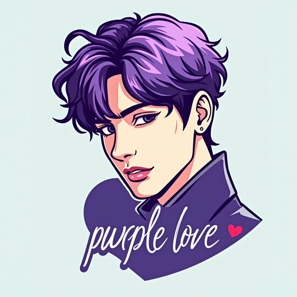  design a logo, bts band boy, with the text 'purple love'.