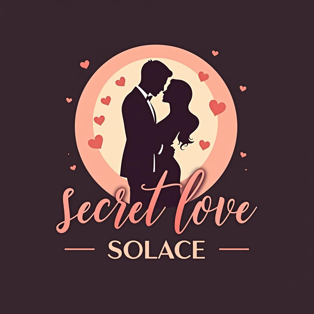  design a romantic logo led 'secret love solace.' the logo should feature a stylish and elegant design with a and a depicted in a loving, pose. the is portrayed as charming and suave, while the is shown as attractive and graceful. incorporate soft, flowing lines and romantic elements like hearts or intertwined designs. use a color palette of warm, romantic hues such as soft pinks, purples, and golds. the text 'secret love solace' should be integrated into the design in a sophisticated, cursive font that enhances the overall romantic theme.