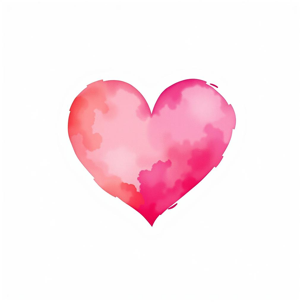  design a logo, watercolor style, logo of a heart, pink gradient colors, white background