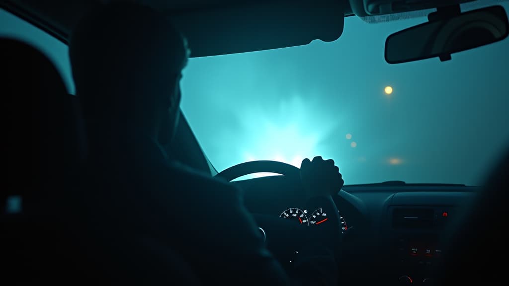  images about horror stories, the moment when the driver realizes he might be targeted by a sinister force. hyperrealistic, full body, detailed clothing, highly detailed, cinematic lighting, stunningly beautiful, intricate, sharp focus, f/1. 8, 85mm, (centered image composition), (professionally color graded), ((bright soft diffused light)), volumetric fog, trending on instagram, trending on tumblr, HDR 4K, 8K