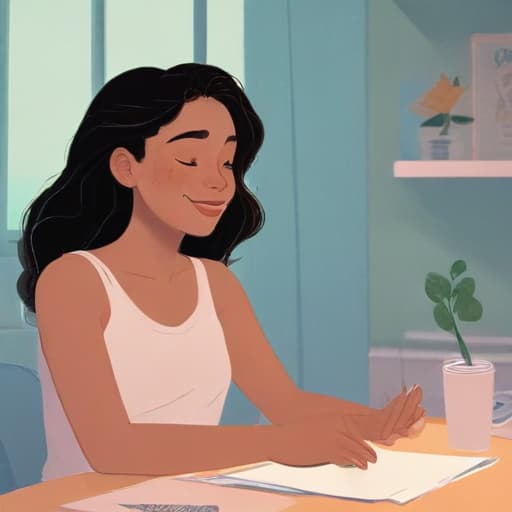 illustration, (Self care and welll being), Disney animation style, 2D