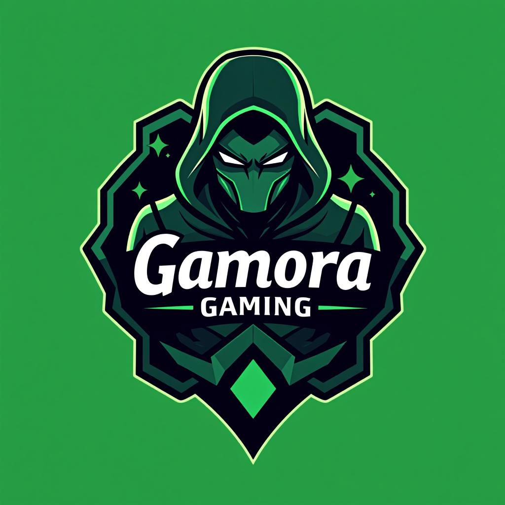  design a logo, le personnage gamora des avengers avec gamora gaming écrit au centre du logo avec l’écriture avengers, with the text 'gamora gaming'.