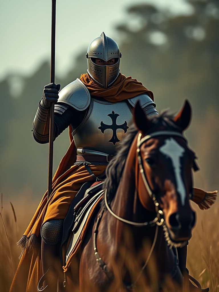  hyperrealistic art a knight driving an enduro in the middle ages . extremely high resolution details, photographic, realism pushed to extreme, fine texture, incredibly lifelike